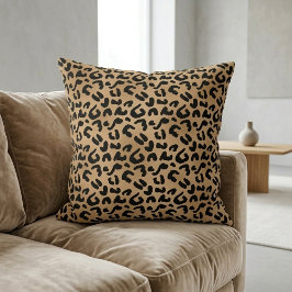 Cojín Decorativo Chic Leopard Print Cheetah Spots Brown Black