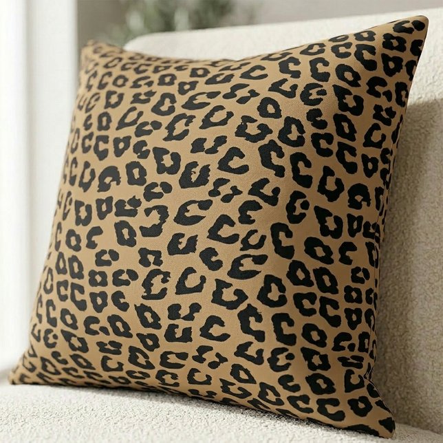 Cojín Decorativo Chic Leopard Print Cheetah Spots Brown Black (Chic Leopard Print Cheetah Spots Brown Black Throw Pillow)