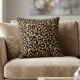 Cojín Decorativo Chic Leopard Print Cheetah Spots Brown Black