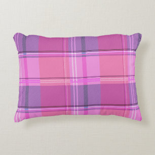 Cojín Decorativo Chic Magenta Berry Plaid Estética