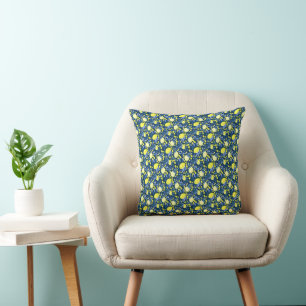 Cojín Decorativo Chic Mediterráneo Rústico Limones Hoja Azul
