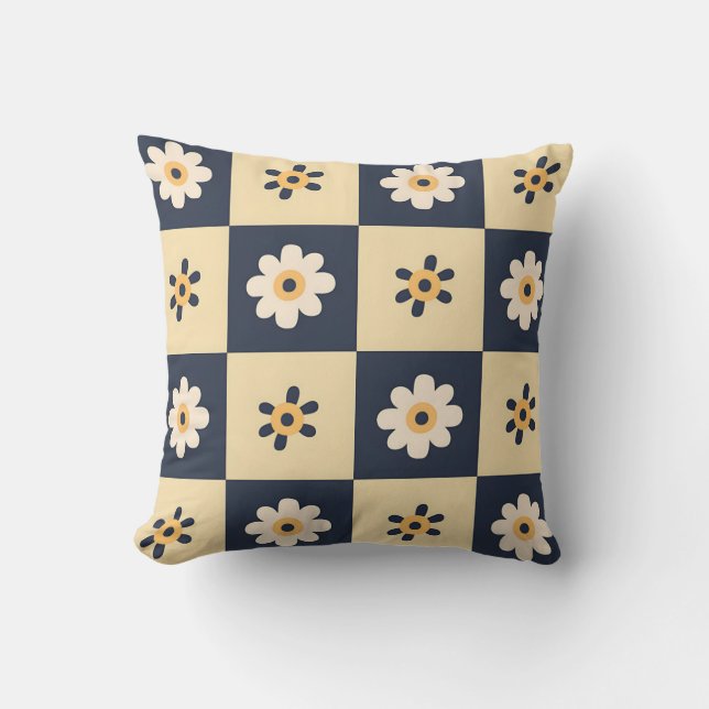 Cojín Decorativo Chic Patrón de Daisy controlado (Anverso)