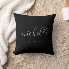 Cojín Decorativo Chic Script Monograma Negro Oro Swash