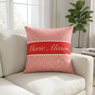 Cojín Decorativo Chic Script Nombre Personalizado Patrón de Lunares