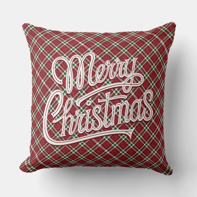 Cojín Decorativo Chic Sparkly Plaid Christmas  (Anverso)