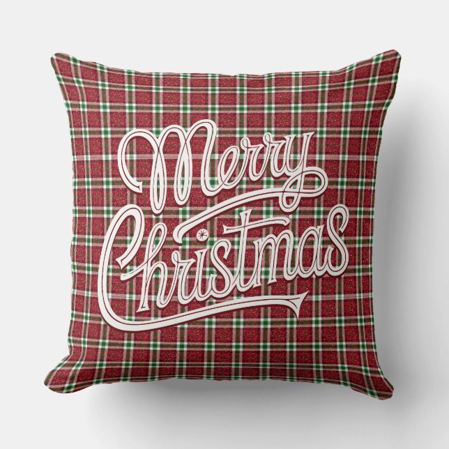 Cojín Decorativo Chic Sparkly Plaid Christmas  (Anverso)