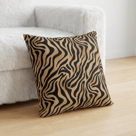 Cojín Decorativo Chic Tiger Stripe Animal Print Safari Brown Black