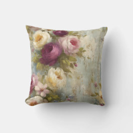 Cojín Decorativo Chic Vintage Floral con Elegantes Rosas