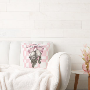 Cojín Decorativo Chic Vintage Retro Navidad Cuadro Rosa