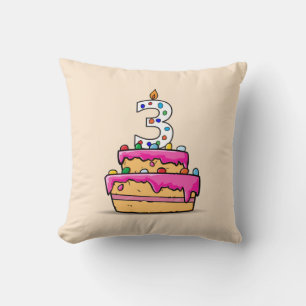 Cojín Decorativo Chica 3 cumpleaños, 3 en pastelería rosa dulce