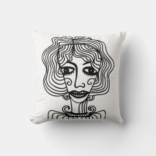 Cojín Decorativo Chica abstracto decorativo. Ilustración vintage ad