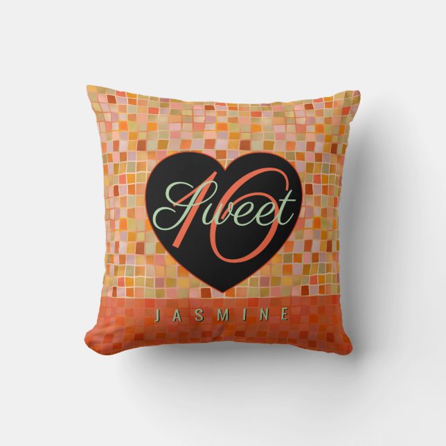 Cojín Decorativo Chica adolescente de corazón negro dulce 16 (Anverso)