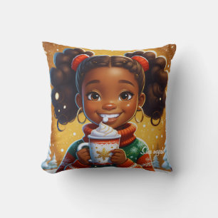 Cojín Decorativo Chica afroamericano, Navidades de Chicas negros