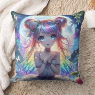 Cojín Decorativo Chica Anime Cabello Arcoíris Cantando Hada Luna