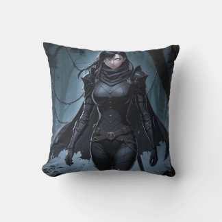 Cojín Decorativo Chica Anime de Cazador del Monstruo de la Ropa Neg