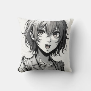 Cojín Decorativo Chica Anime   Diseño de Personaje de Acción Dinámi