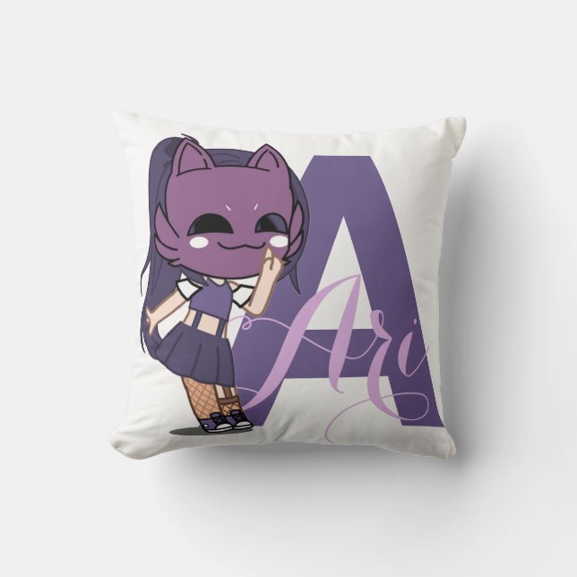 Cojín Decorativo Chica Anime Gacha Decor Purple Ari (Anverso)