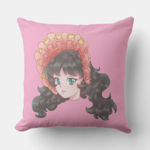 Cojín Decorativo Chica Anime Kawaii Lindo en Gorro Acento