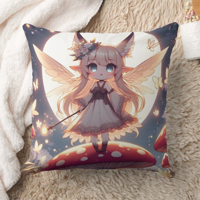 Cojín Decorativo Chica Anime Pixie Hippie Luna Hada (Manta)