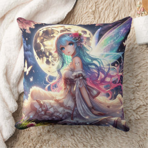 Cojín Decorativo Chica Anime Princesa Hada de la Luna en Jardín
