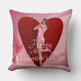 Cojín Decorativo Chica apasionado del Día de San Valentín en un lug