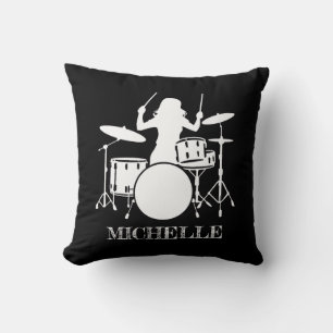 Cojín Decorativo Chica Baterista Personalizada   Regalo de Batería 