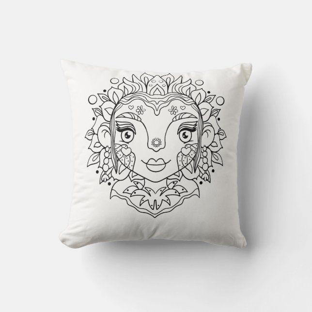 Cojín Decorativo Chica Boho Mandala (Anverso)