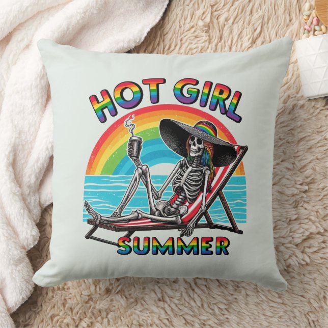Cojín Decorativo Chica caliente Skeleton Retro Beach Design (Manta)
