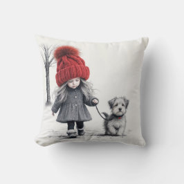 Cojín Decorativo Chica Con Gorra De Cuñado 3D Con Perro