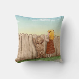 Cojín Decorativo Chica con las pinturas del perro/el amor de