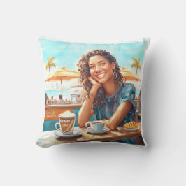 Cojín Decorativo Chica con pausa para café