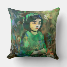Cojín Decorativo Chica con vestido verde