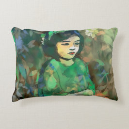 Cojín Decorativo Chica con vestido verde