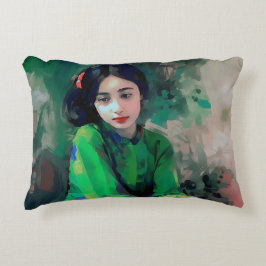Cojín Decorativo Chica con vestido verde