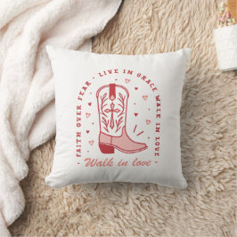 Cojín Decorativo Chica cristiano cita bota de vaquera rosa