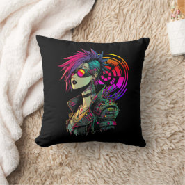 Cojín Decorativo Chica Cyberpunk