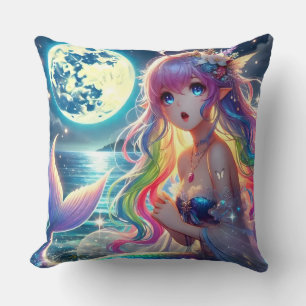 Cojín Decorativo Chica de Anime Cantando Pixie de Luz de Luna Siren