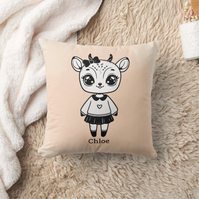 Cojín Decorativo Chica de Antelope Adorable - Diseño de Doodle Cuto (Manta)
