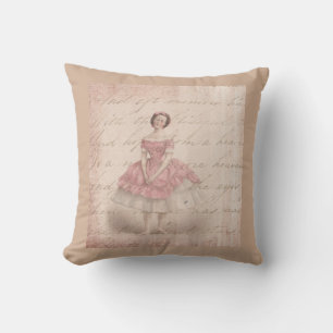 Cojín Decorativo Chica de Ballerina Vintage en un Tutu Rosa