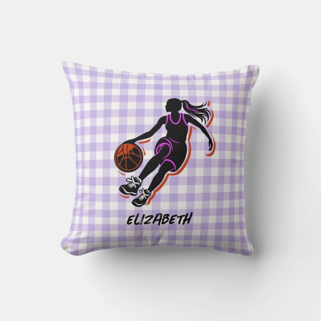 Cojín decorativo Chica de baloncesto personalizado (Anverso)