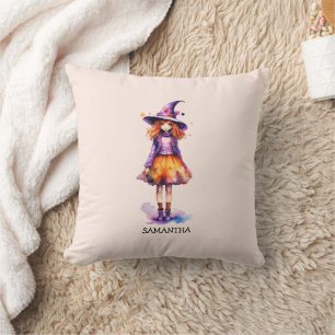 Cojín Decorativo Chica de Brujas Pastel Cute - Estética de Hallowee