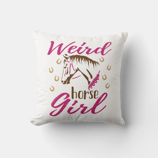 Cojín Decorativo Chica de Caballo Raro (Anverso)