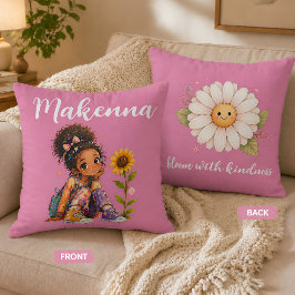 Cojín Decorativo Chica de Cabello Oscuro Personalizado Nombre
