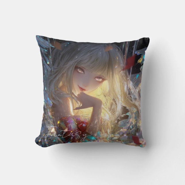 Cojín Decorativo Chica de Fantasía Estética / Oscura (Anverso)