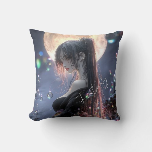 Cojín Decorativo Chica de fantasía oscura / Estética (Anverso)