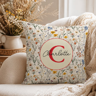 Cojín Decorativo Chica de flores silvestres Baby Shower