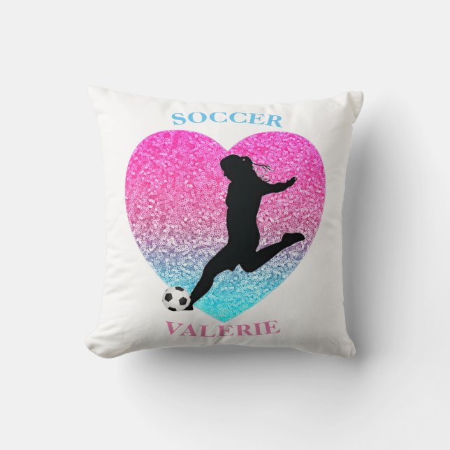 Cojín decorativo Chica de fútbol (Anverso)