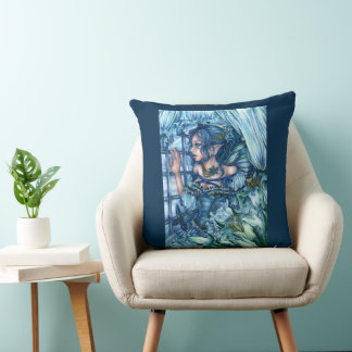 Cojín Decorativo Chica de hadas espumosas vista de un invierno de z