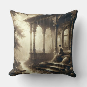 Cojín Decorativo Chica de las ruinas de lluvia suave
