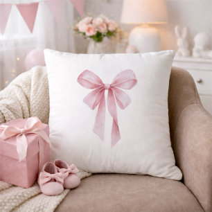 Cojín Decorativo Chica de lazo rosa suave Baby Shower